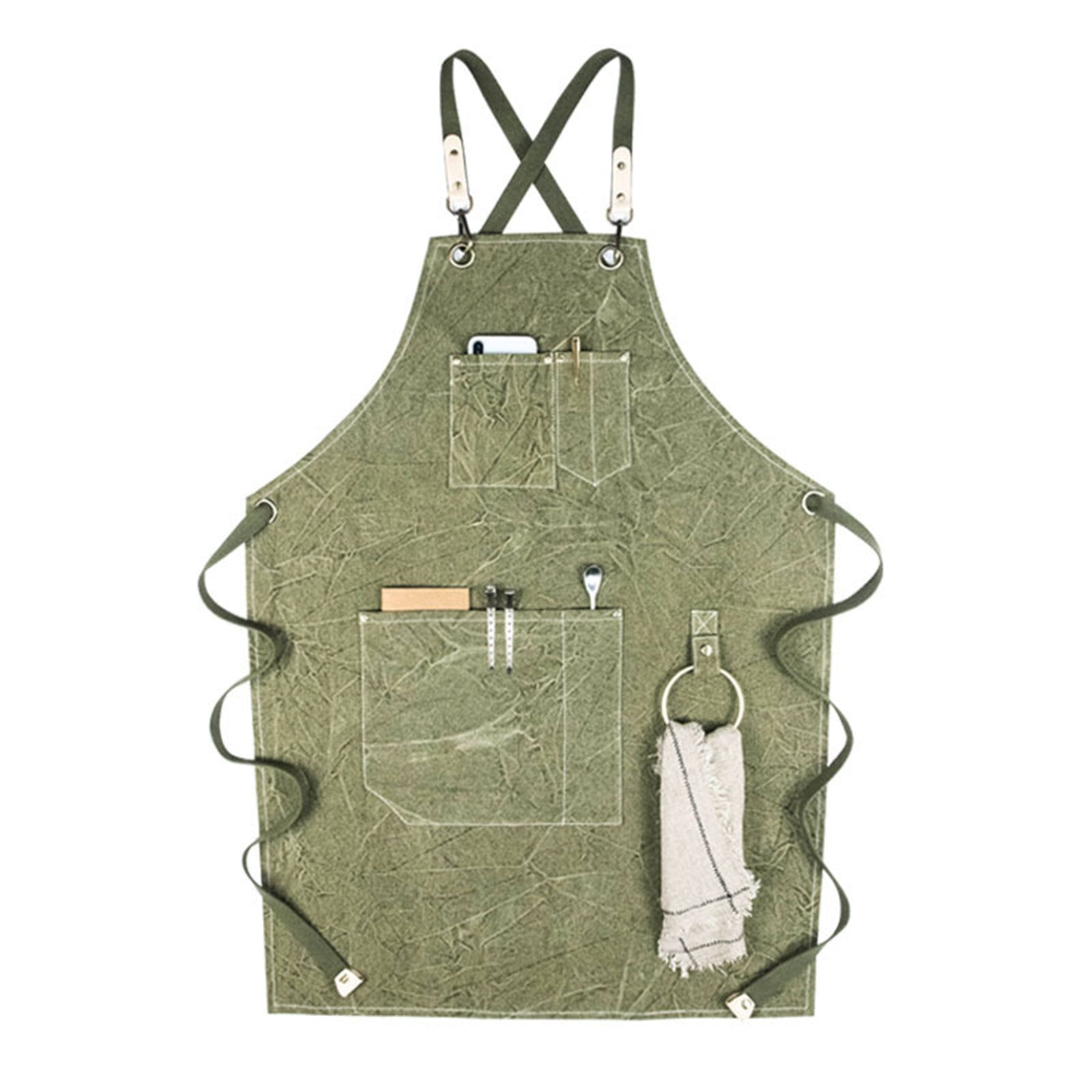  Lnrueg Adjustable Artist Apron with 10 Pockets for Women,  Canvas Apron with Adjustable Neck&Cross Back Straps for Painting Arts  Gardening : Home & Kitchen