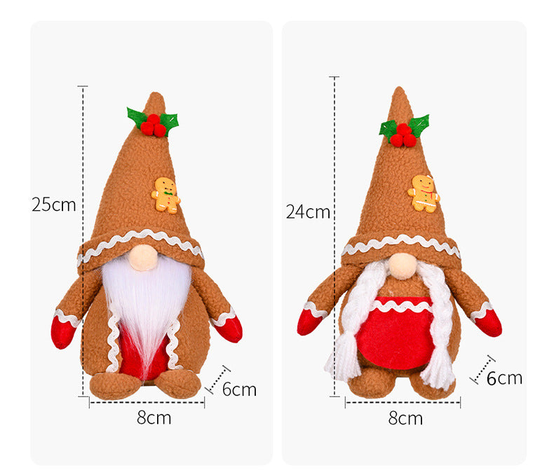 Christmas Khaki Gingerbread Gnomes with Knitted Pointed Hat
