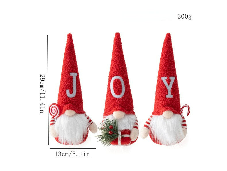 Christmas JOY set 3 red gnomes for deco and gift