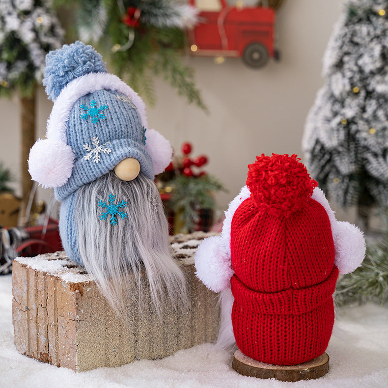 Christmas knitted snowflakes hat with earmuffs gnomes
