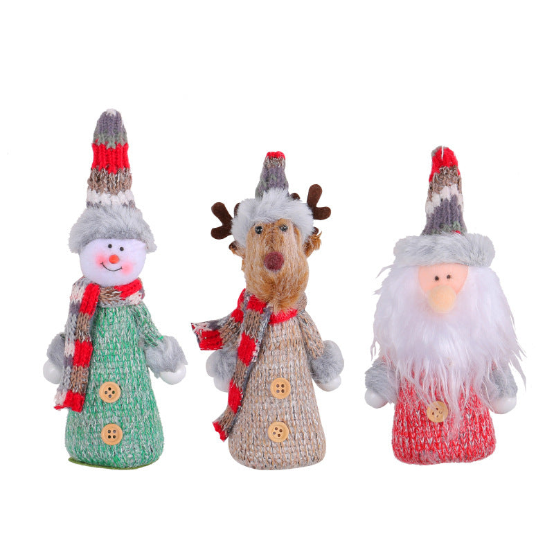 Christmas tree deco Knitted Snowman/Elk/Santa hanging gnomes