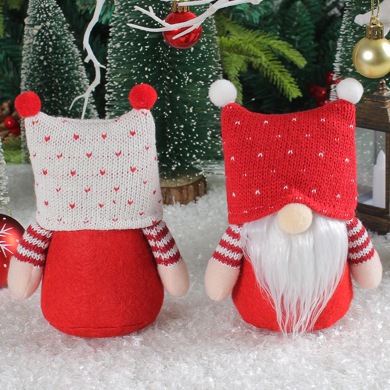 Christmas Creative Red Square Hat Knitted Gnomes