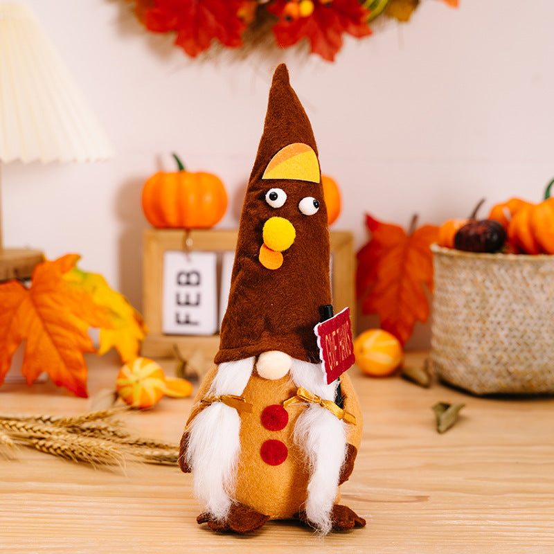 Thanksgiving Funny Turkey Gnomes Holding Thanks