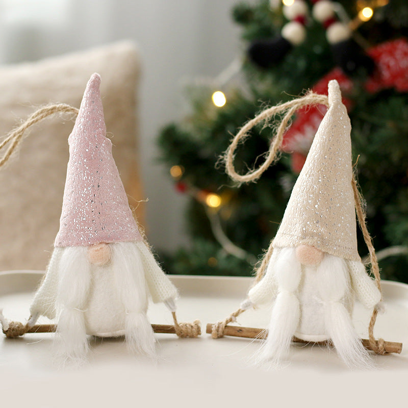 A pair Christmas tree decos gnomes on swings
