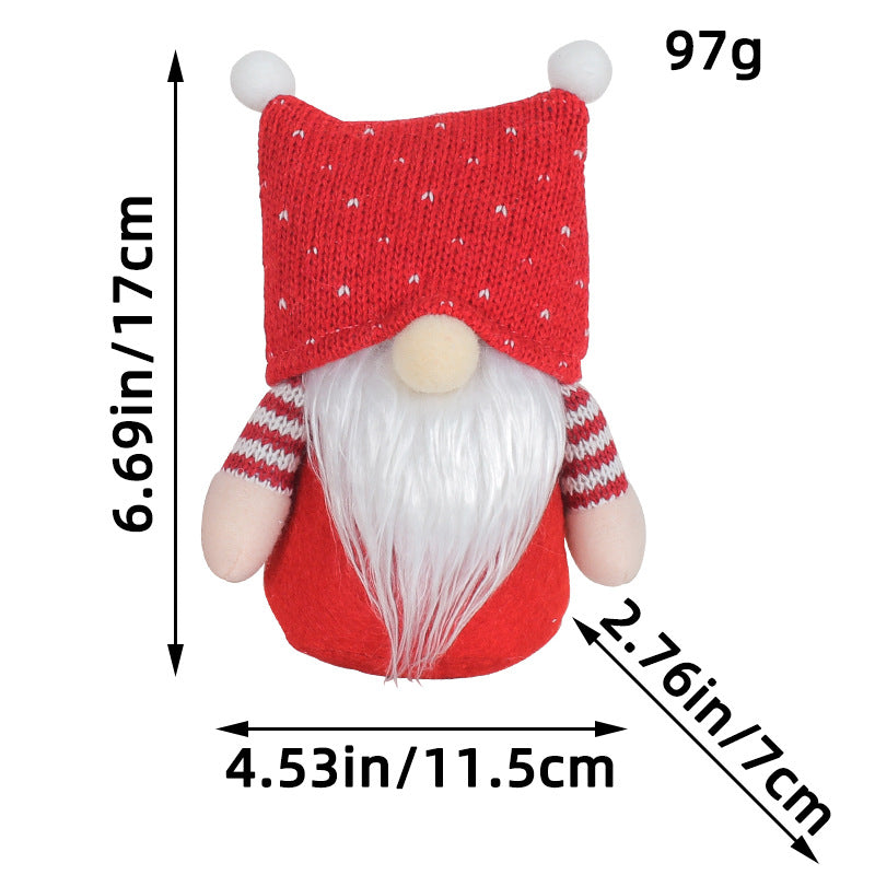 Christmas Creative Red Square Hat Knitted Gnomes
