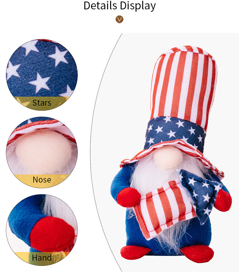 Handmade July 4th gnomes with red and white striped hat