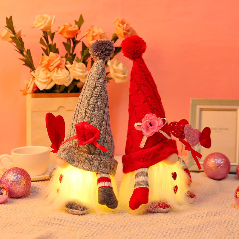 Valentine's Day Glowing Rose Knitted Hat Gnomes