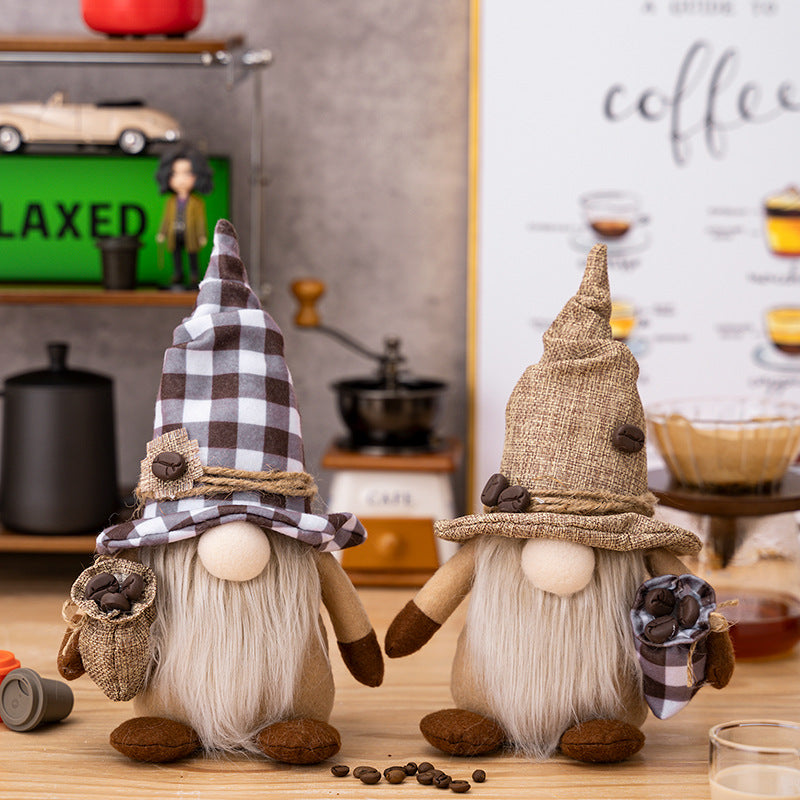 Wizard hat coffee gnomes with coffee beans bags