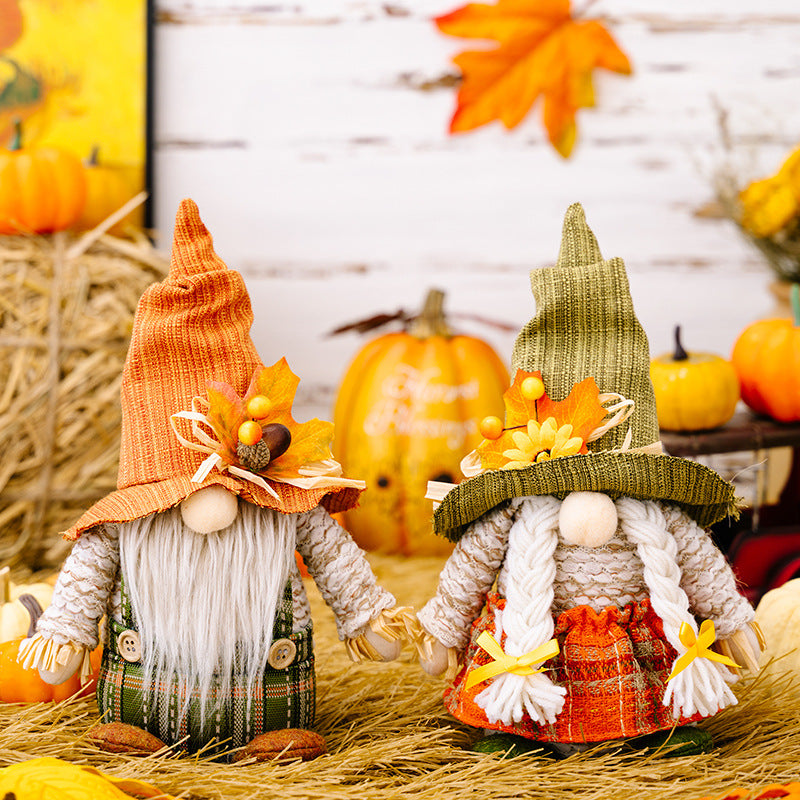 Fall harvest season maple hat gnomes
