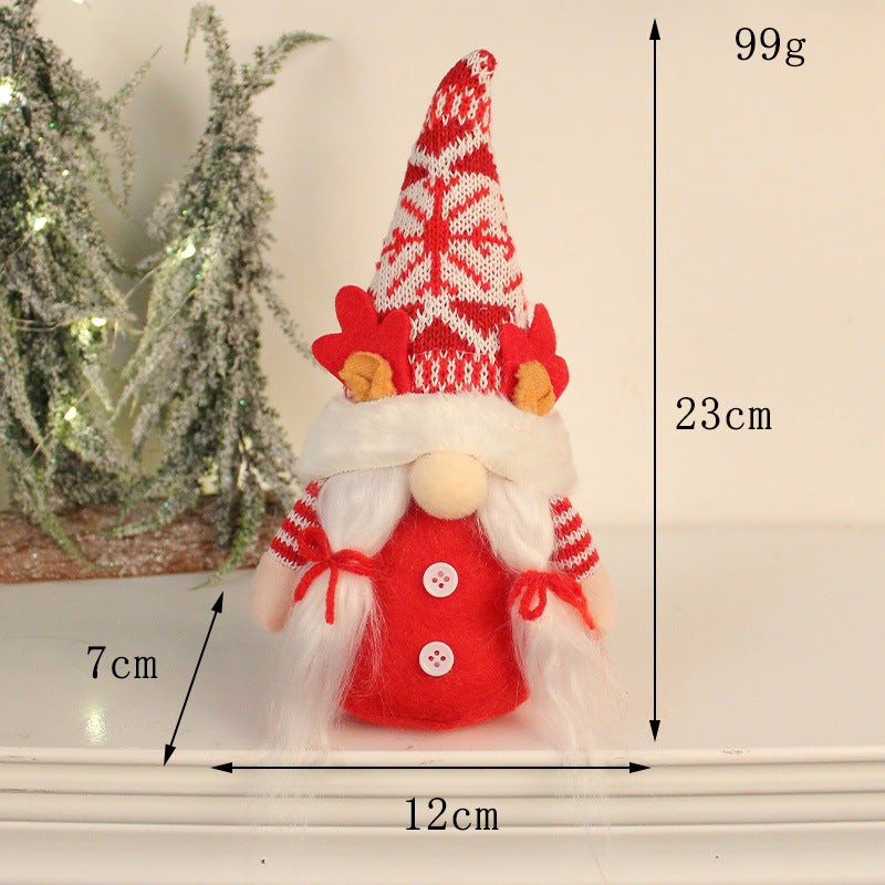 Christmas snowflake antler knitted red gnome