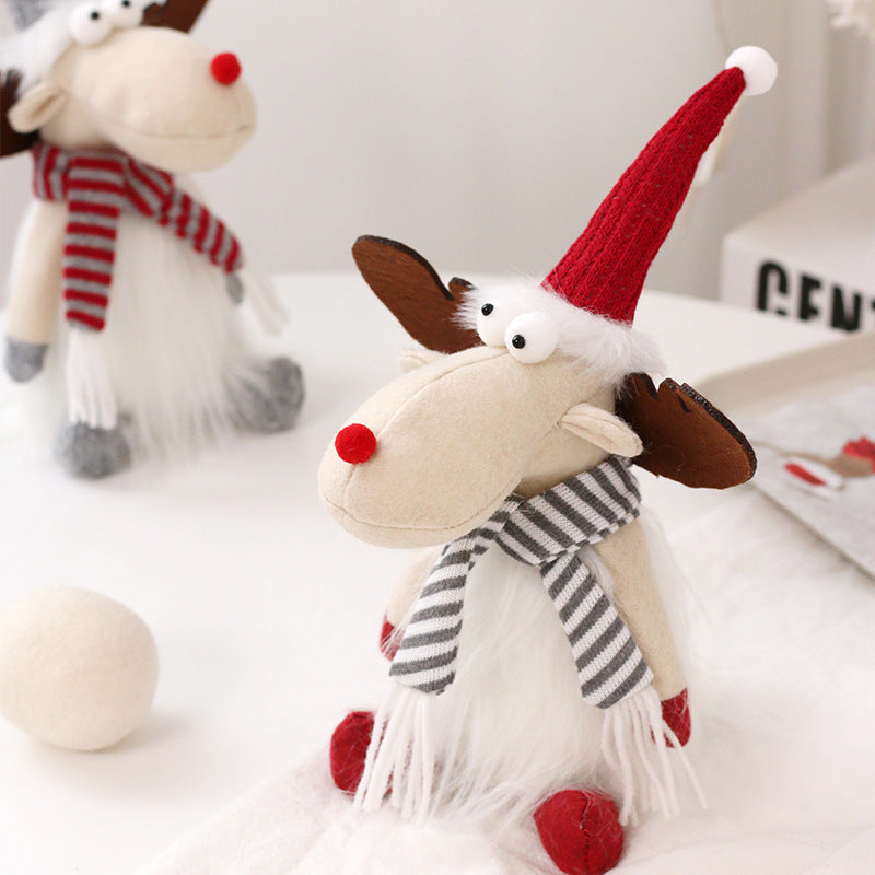 Christmas deco cute elk gnomes with scarf