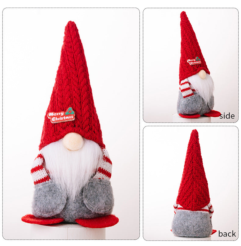 Merry Christmas  Red Knitted Hat Gnomes Hand in Pocket