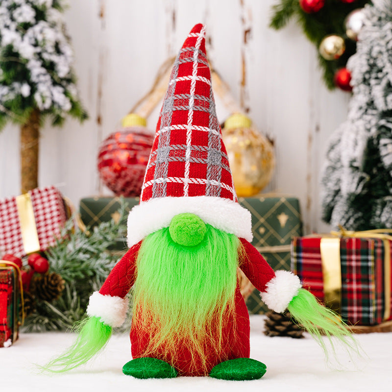 Christmas red gnomes with green hair