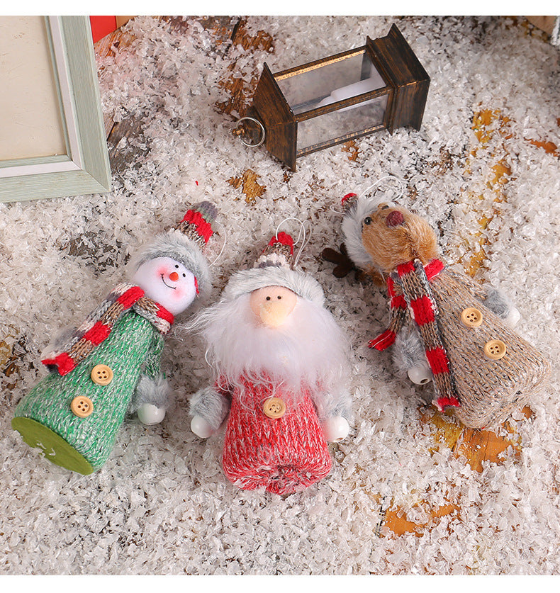 Christmas tree deco Knitted Snowman/Elk/Santa hanging gnomes