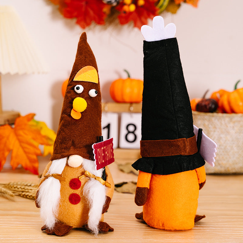Thanksgiving Funny Turkey Gnomes Holding Thanks