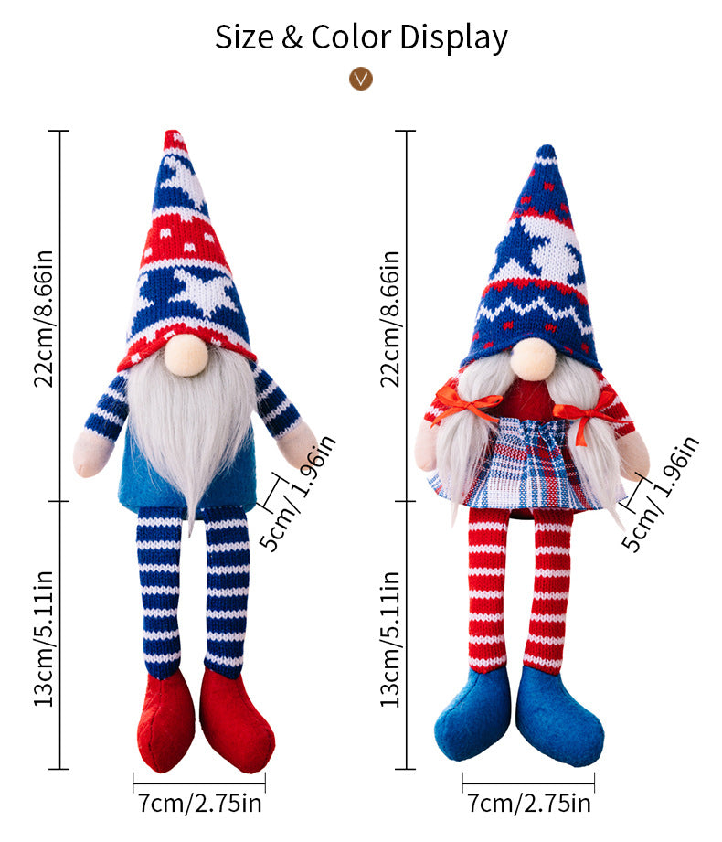 July 4th Knitted hat gnomes with long legs