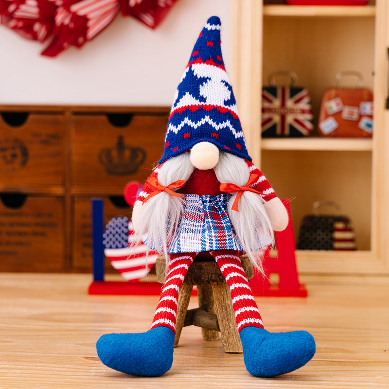 July 4th Knitted hat gnomes with long legs