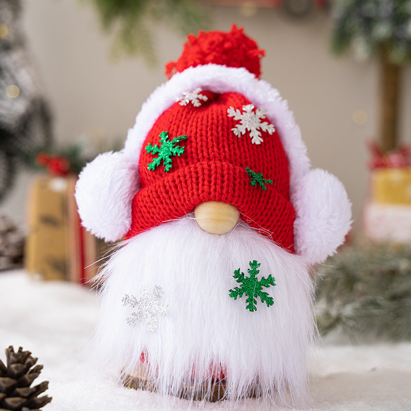 Christmas knitted snowflakes hat with earmuffs gnomes