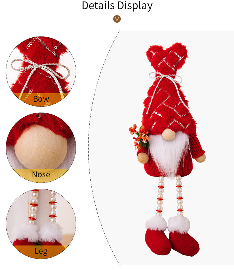 Valentine's Day sequins plush hat gnomes with pearl hanging legs