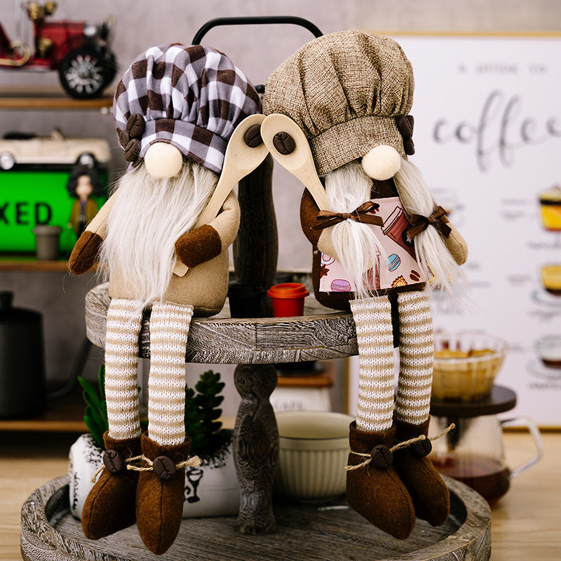 Coffee chef long-leg gnomes with spoon
