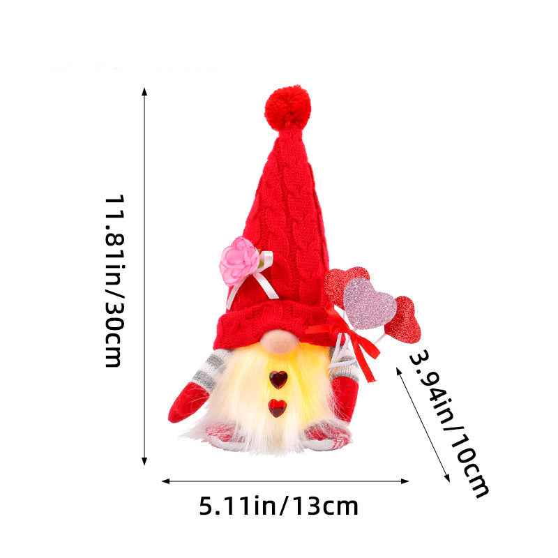 Valentine's Day Glowing Rose Knitted Hat Gnomes
