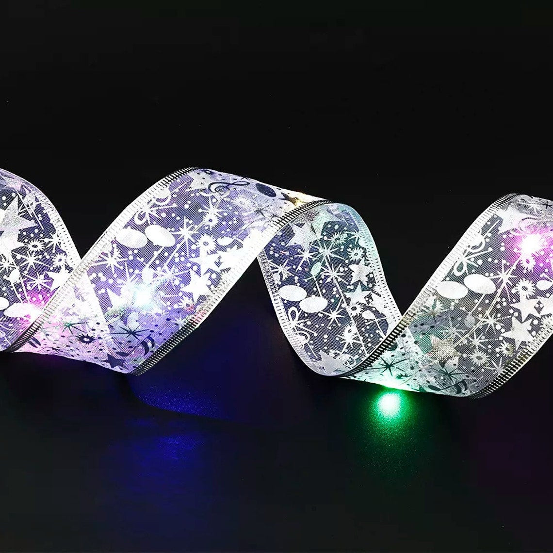 5M/10M Fairy Lights Strings Christmas Ribbon Bows With LED Christmas Tree Ornaments