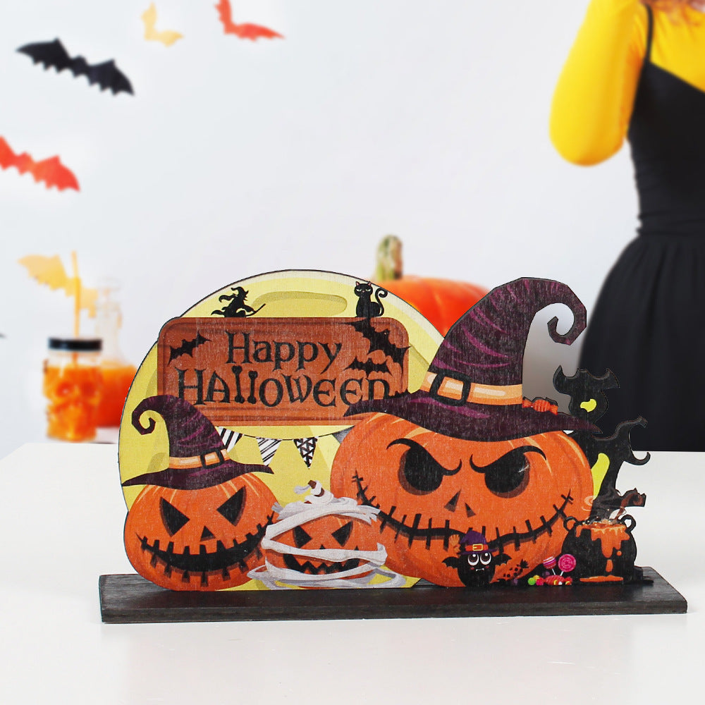 Wooden Halloween Theme Table Ornament