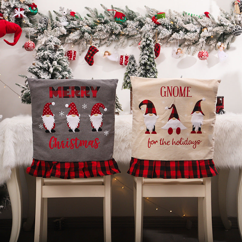 Christmas Chair Cover With Gnome Patterns