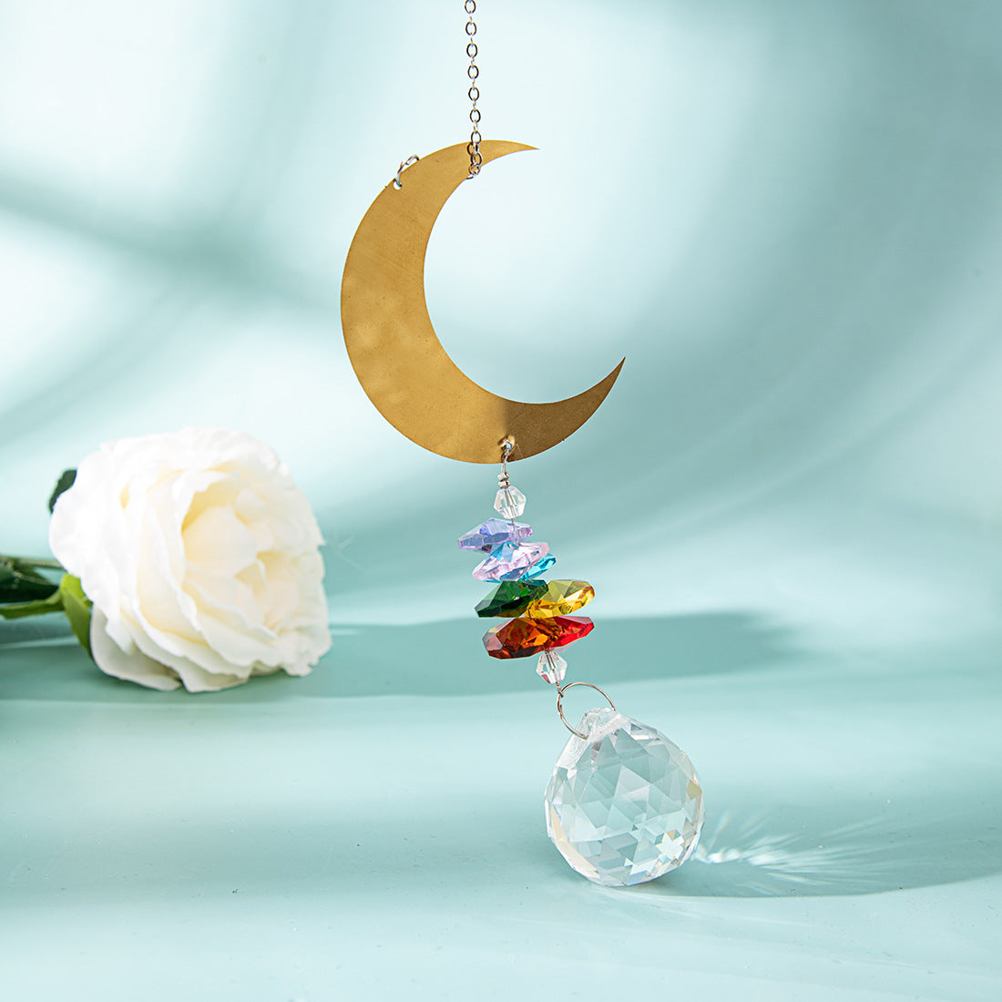 Crystal Suncatcher With Metal Art For Home Decoration