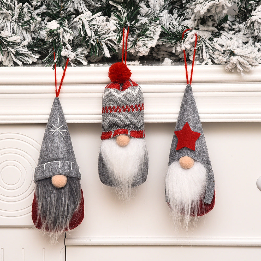 Gray Plush Gnome Hanging Set