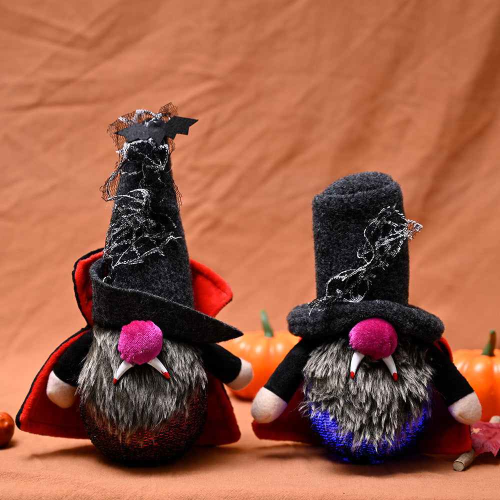 Plush Vampire Gnome With Colorful Lights For Halloween Decoration