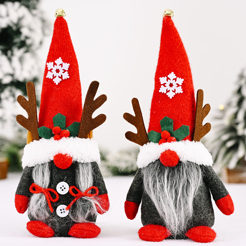 Christmas Elk Gnome Couple With Red Hat