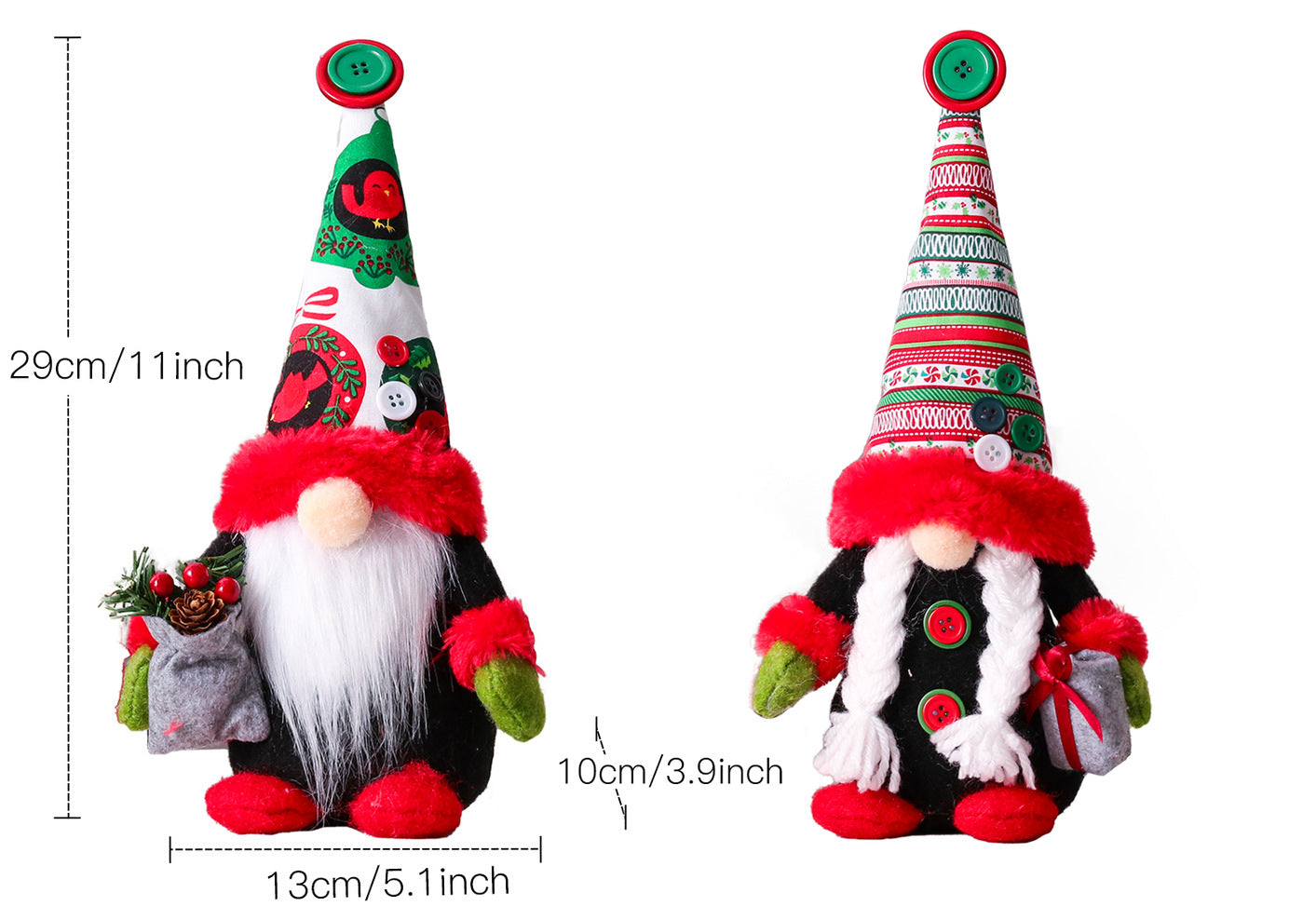 Christmas Santa gnomes with button hat