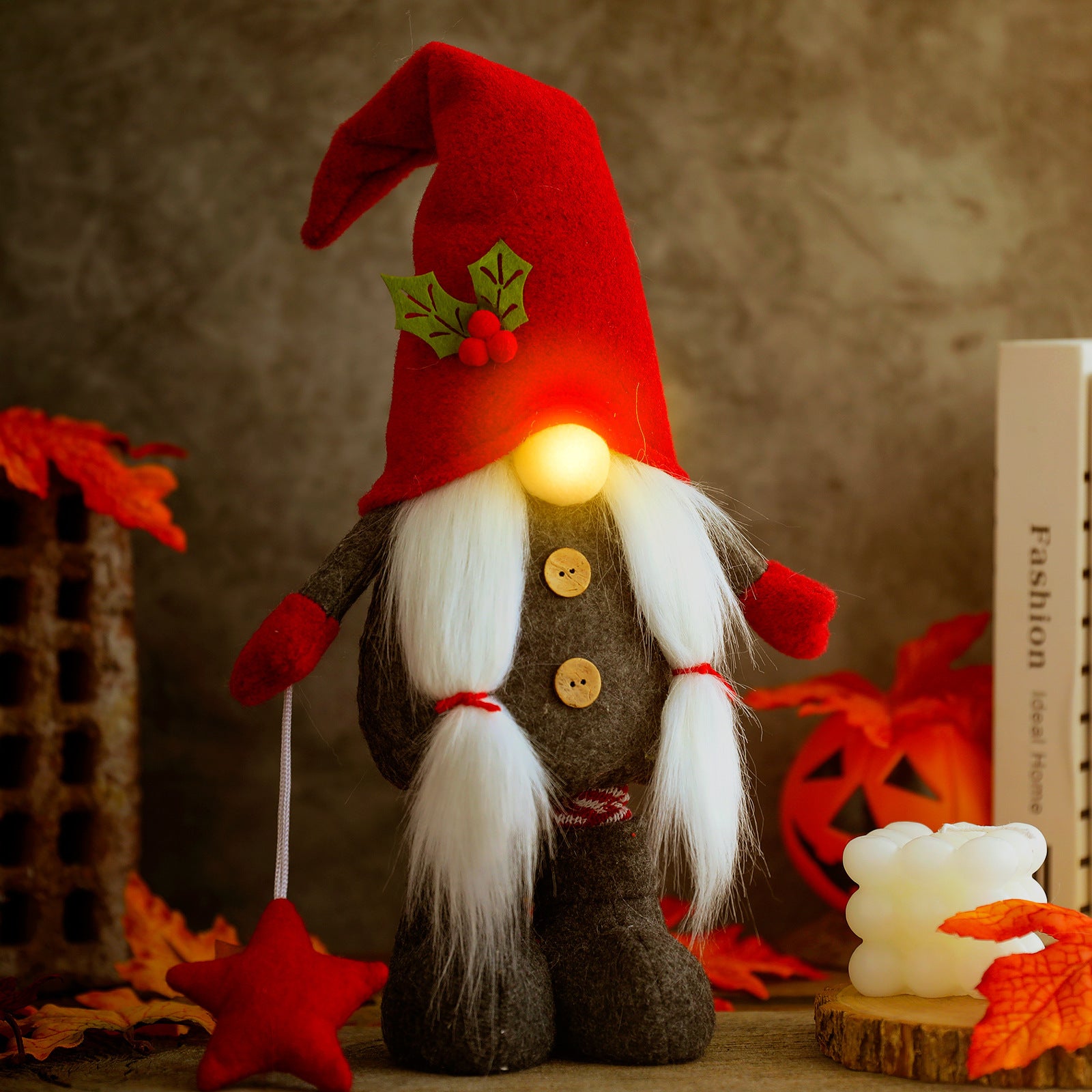 Red Gnome Couple With Glowing Noses