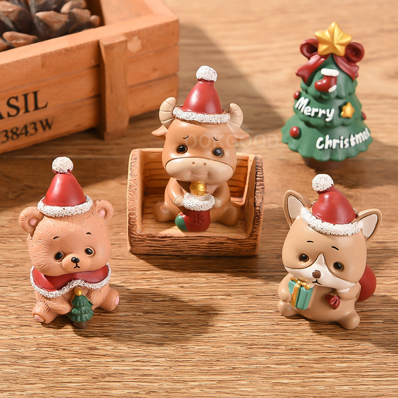 Mini Resin Animal Printing With Christmas Elements