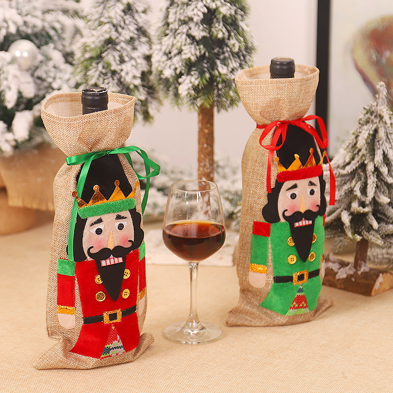 Christmas Nutcracker Walnut Soldier Wine Bottle Cover