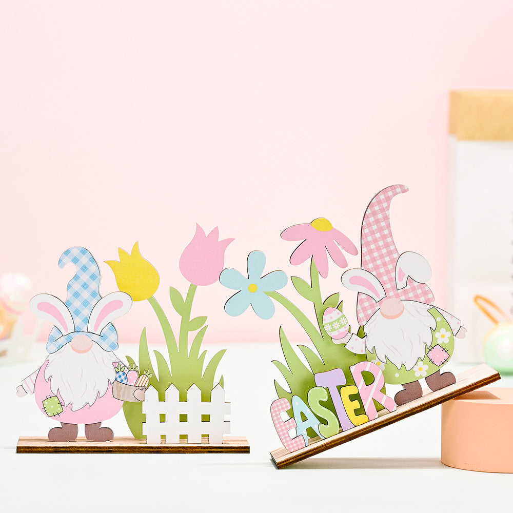 Easter Wooden Bunny Gnome Table Ornament