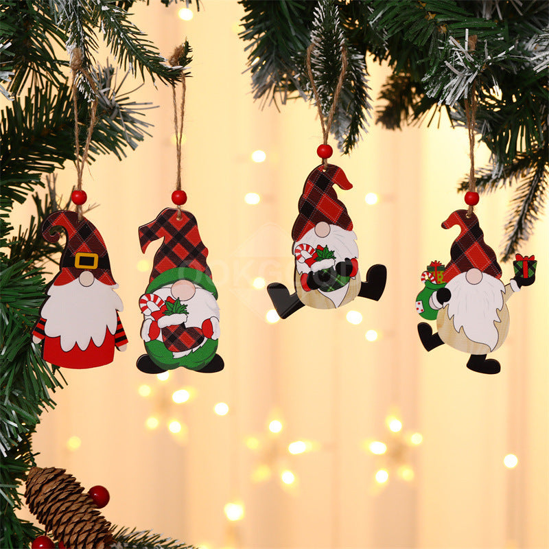 Christmas Themed Wooden Cartoon Gnome Hangings