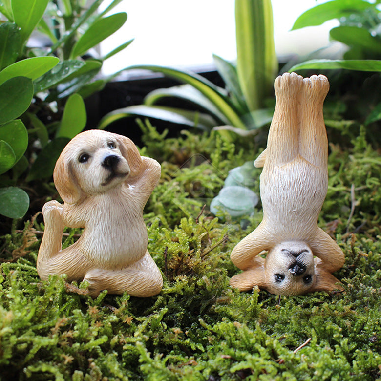 Resin Yoga Dog Statue Kit For Fairy Garden Decoration