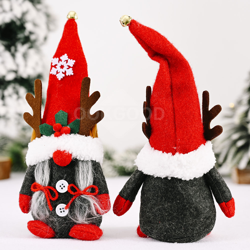 Christmas Elk Gnome Couple With Red Hat