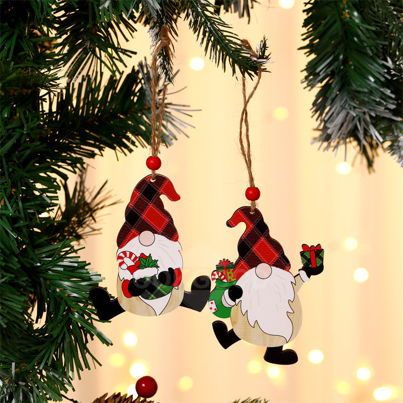 Christmas Themed Wooden Cartoon Gnome Hangings
