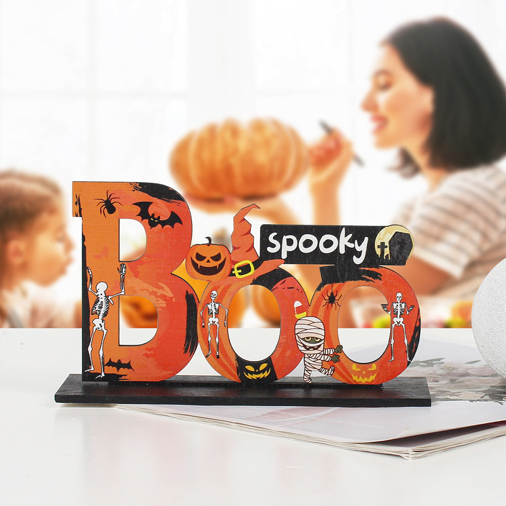 Wooden Halloween Theme Table Ornament