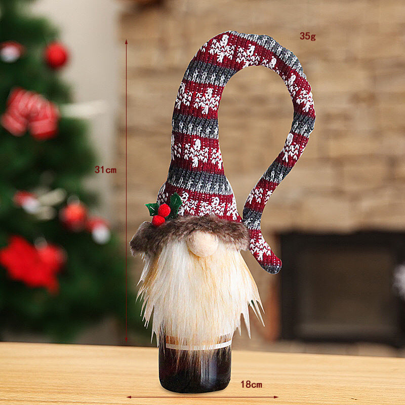 Bent Hat Gnome Wine Bottle Cover
