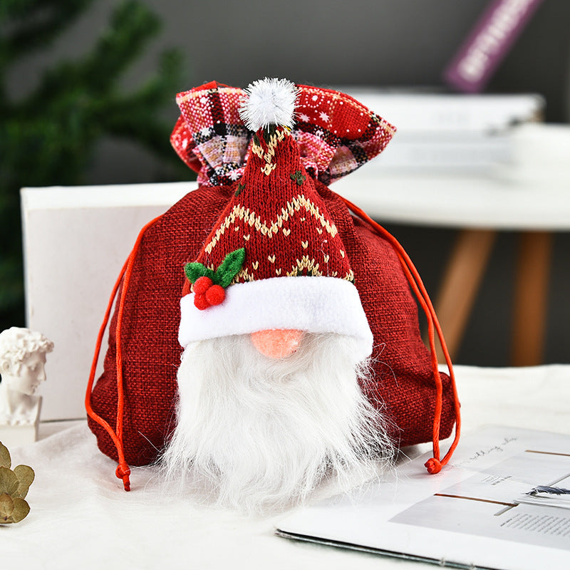 Christmas Gift Bag With Plush Gnome