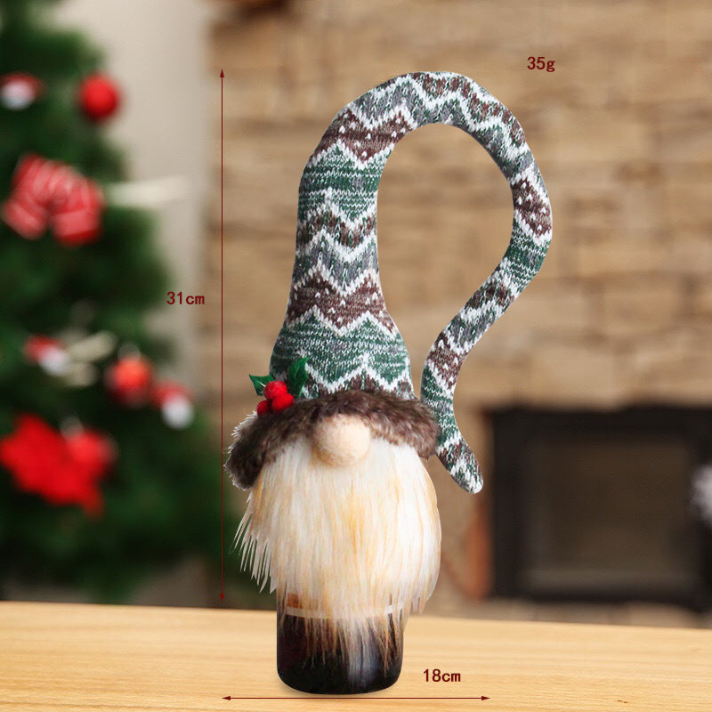 Bent Hat Gnome Wine Bottle Cover