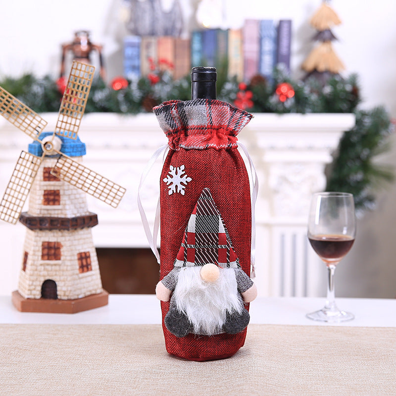 3D Adorable Plush Gnome Wine Bottle Cover