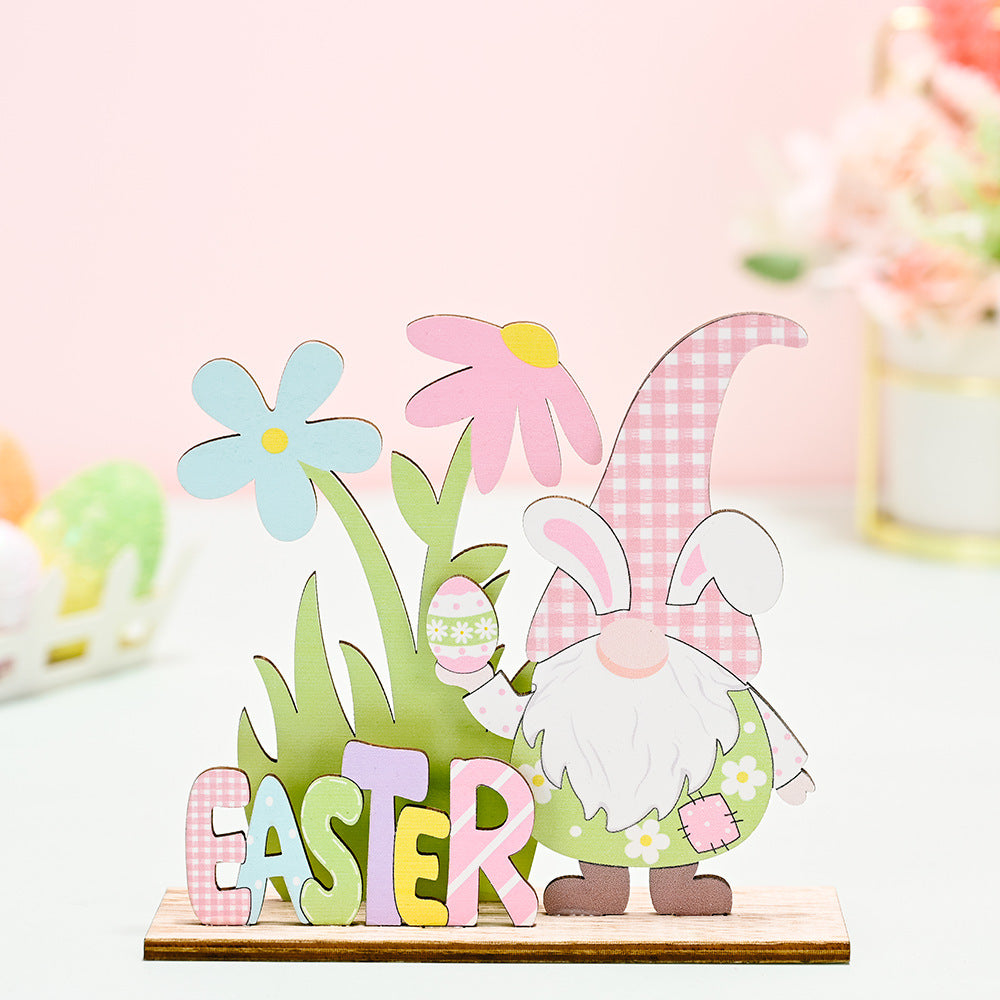 Easter Wooden Bunny Gnome Table Ornament