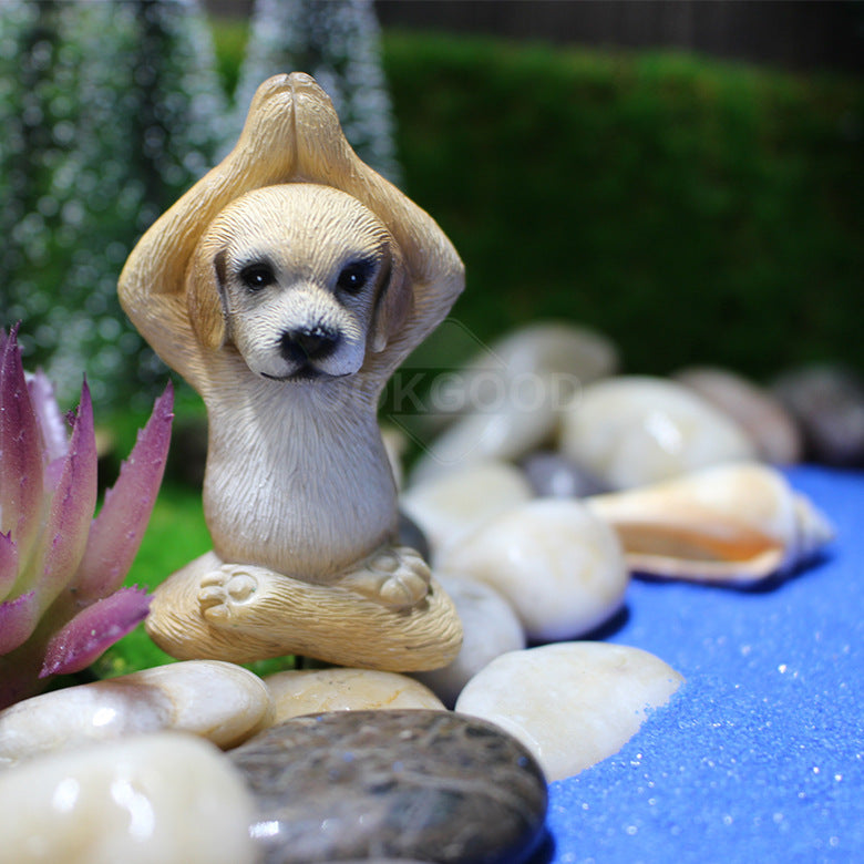 Resin Yoga Dog Statue Kit For Fairy Garden Decoration
