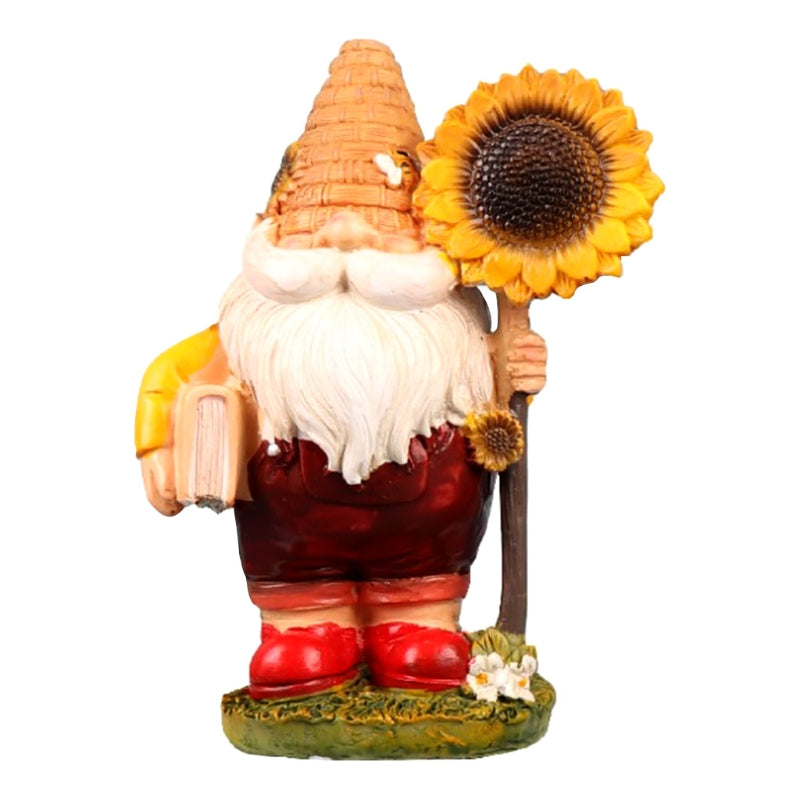 Resin Sunflower Garden Gnome Holding Honey