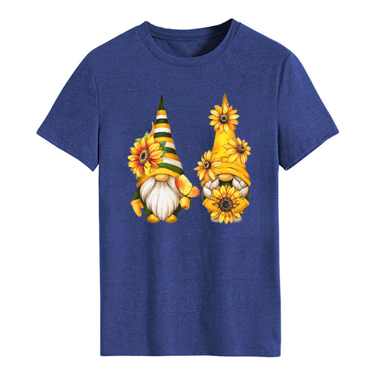 Sunflower Gnome Couple - Spring Summer Unisex T-shirt